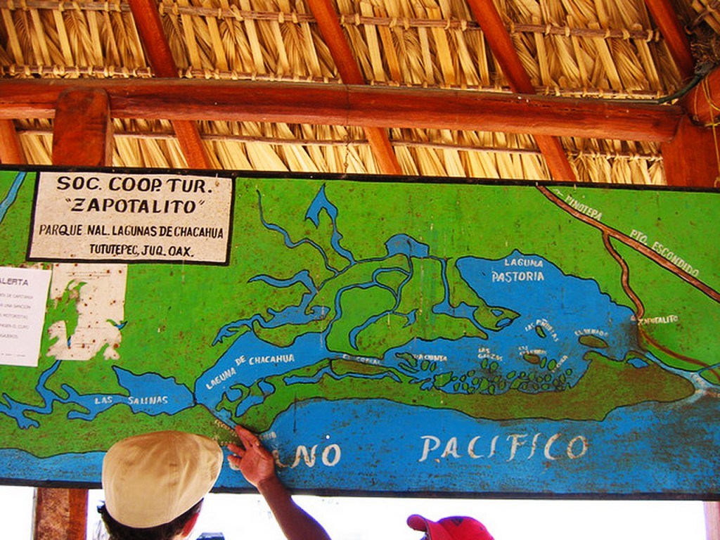 Mapa de la laguna de chacahua
